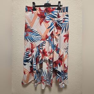 Floral High Low Ruffled Skirt